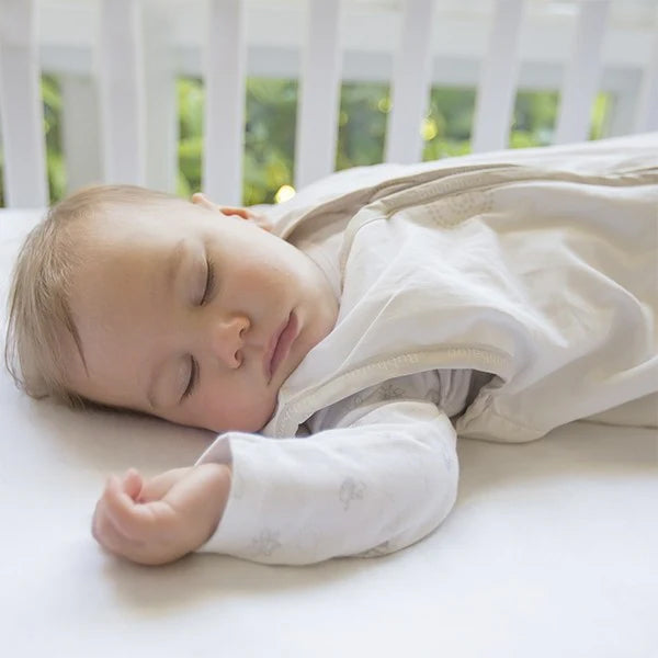 Joey Swag Organic Cotton Baby Sleeping Bag Platinum 1.5 TOG Mocha Dot - Bubbaroo