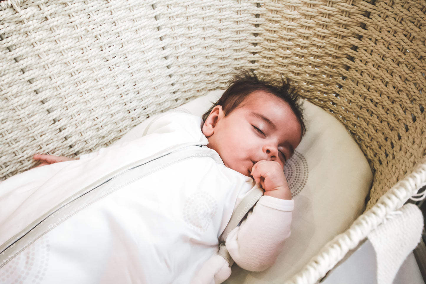 Joey Swag Organic Cotton Baby Sleeping Bag Platinum 0.5 TOG Mocha Dot - Bubbaroo