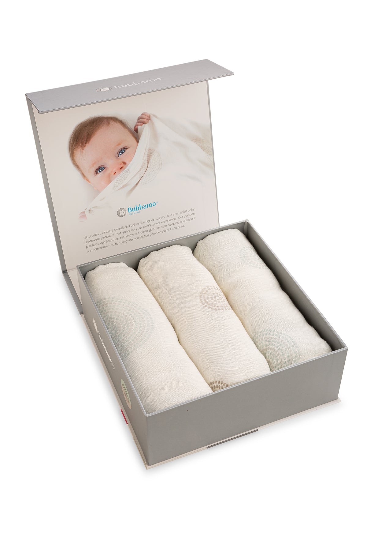 Bamboo Baby Muslin Wrap 3 Pack Teal/Mocha Dot - Bubbaroo
