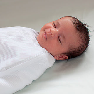 Joey Pod Transitional Swaddle Bag 0.5 TOG White with Platinum Binding - Bubbaroo