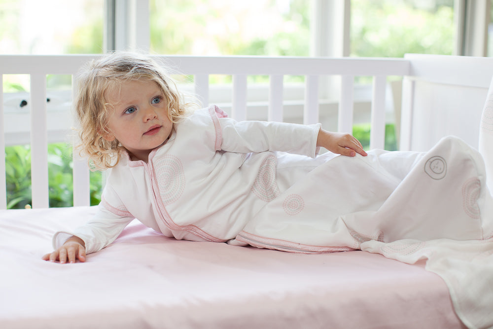 Joey Swag Organic Cotton Baby Sleeping Bag Platinum 1.5 TOG Pink Dot